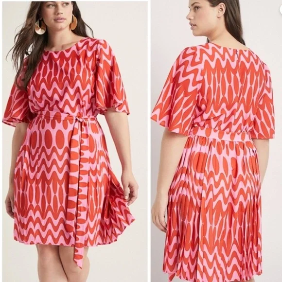 Eloquii Printed Flare Sleeve Dress - Picture 1 of 5